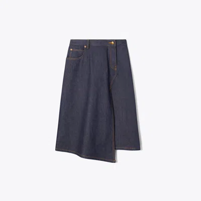 Tory Burch Cotton Denim Skirt In Raw/unwashed
