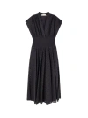 Tory Burch Gathered Broderie Anglaise Cotton Midi Dress In Black
