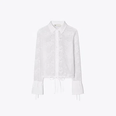 Tory Burch Cotton Eyelet Blouse In White