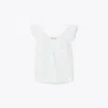 Tory Burch Cotton Flounce Top In White