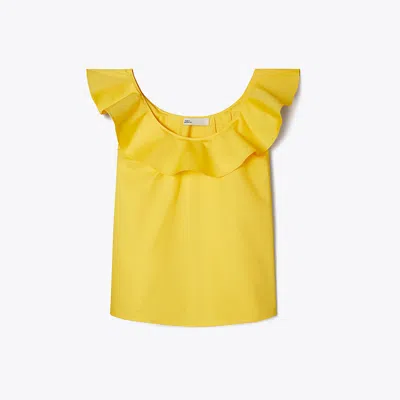 Tory Burch Cotton Flounce Top In Yellow Lemon