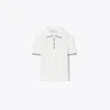 Tory Burch Cotton Logo Lace Polo Top In White