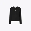 Tory Burch Cotton Logo Top In Black