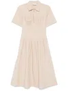 Tory Burch Pleated Midi Dress Pockets In Grey