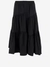 Tory Burch Cotton Tiered Midi Skirt In Black