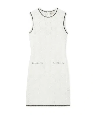 Tory Burch Cotton Pointelle Knitted Tank Dress In White