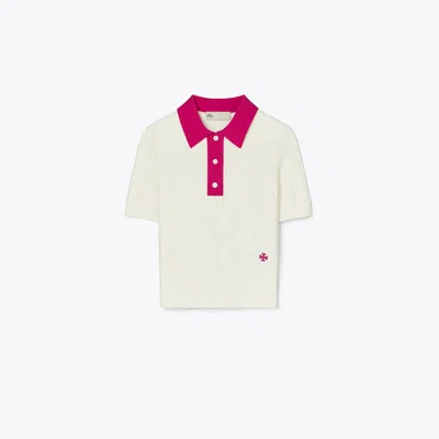 Tory Burch Cotton Pointelle Polo In White