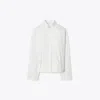 Tory Burch Cotton Poplin Bomber Shirt In White