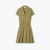 Tory Burch Cotton Poplin Shirtdress In Stone Moss