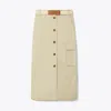 Tory Burch Cotton Poplin Skirt In Natural Khaki