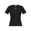 Tory Burch Crew Neck Ribbed Texture Short Sleeves Top