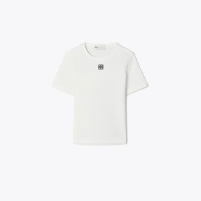 Tory Burch Cotton Ribbed T-shirt In White