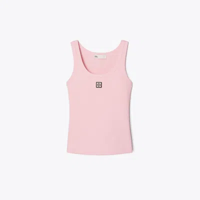 Tory Burch Cotton Scoop Tank In Pink