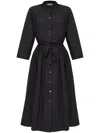 Tory Burch Cotton Chemisier Dress With Drawstring Waist In Black
