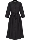 Tory Burch Cotton Chemisier Dress With Drawstring Waist In Black