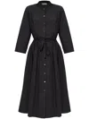 Tory Burch Cotton Chemisier Dress With Drawstring Waist In Black