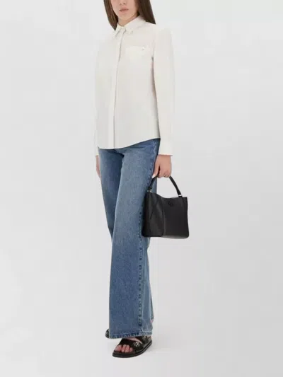 Tory Burch Cotton Shirt Long Sleeves Chest Pocket In Blue