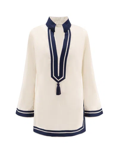 Tory Burch Cotton Short Dress With Contrasting Profiles