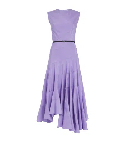 Tory Burch Cotton-silk Flared Midi Dress In Purple