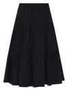 Tory Burch Cotton Tiered Midi Skirt In Black