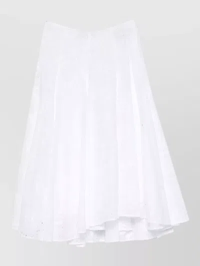 Tory Burch Cotton Skirt Broderie Anglaise Flared Cut Floral In White