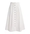 Tory Burch Flared Button-up Midi Skirt In White