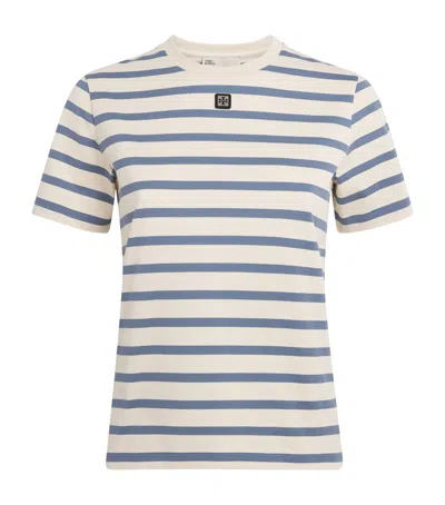 Tory Burch Cotton Stripe Logo T-shirt In Multi