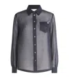 Tory Burch Organdy Pinstripe Voile Shirt In Blue