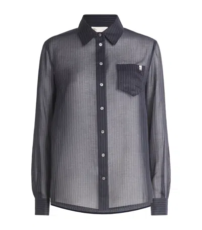 Tory Burch Cotton Striped Shirt In Blue