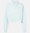 Tory Burch Cotton Terry Polo Sweater In Grey