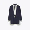 Tory Burch Cotton Voile Tunic Mini Dress In Blue