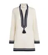 Tory Burch White Caftan With Contrasting Details And Tassel In Neutral