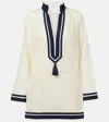 Tory Burch Whitetunic With Contrasting Details And Tassel In Cotton Woman