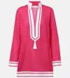 Tory Burch Cotton Short Dress With Contrasting Profiles