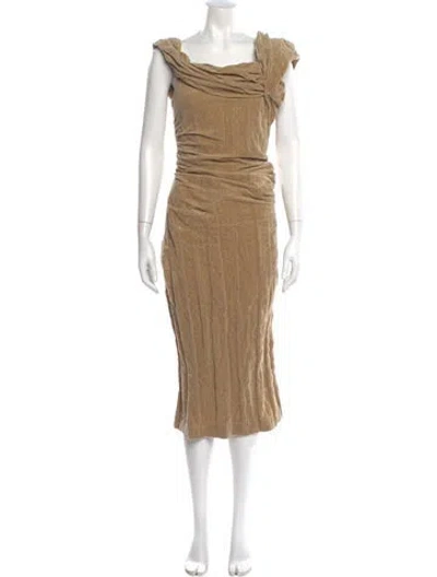 Pre-owned Tory Burch Cowl Neck Midi Length Dress In Neutral