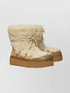 Tory Burch Cozy Shearling Ankle Boots Platform Sole In White