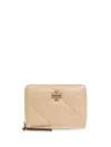 Tory Burch Kira Pave Logo Diamond Quilted Leather Wallet In Beige