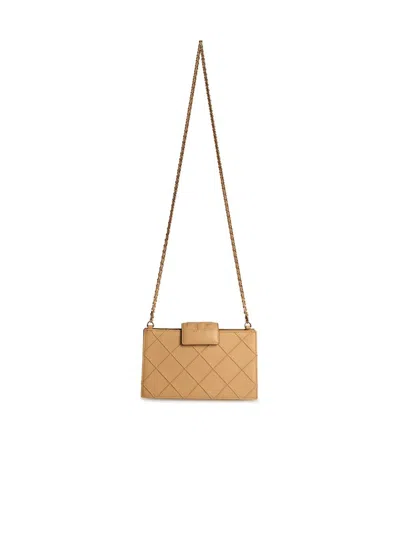 Tory Burch Cream Leather Chain Wallet