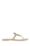Tory Burch Cream Leather Miller Flats In White