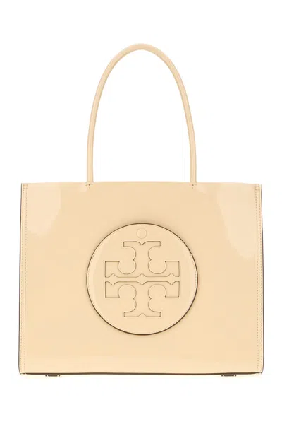 Tory Burch Cream Synthetic Leather Ella Bio Small Shopping Bag In Vanilla Soft Serve