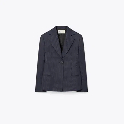Tory Burch Crepe Blazer In Blue