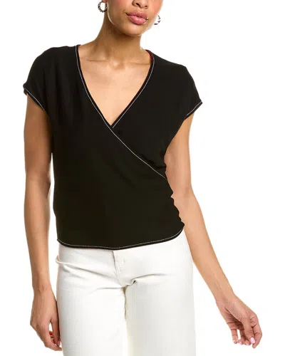 Tory Burch Crepe Jersey Wrap Top In Black