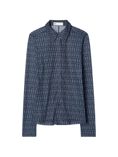 Tory Burch Crepe Shirt In Blue