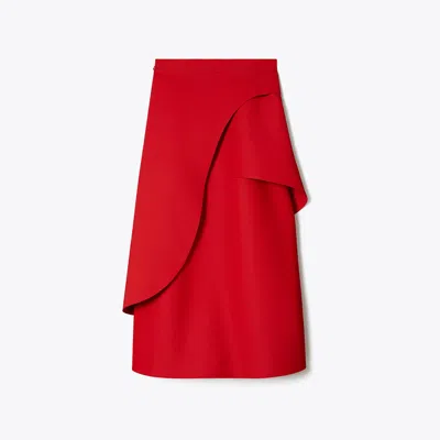 Tory Burch Crepe Wrap Skirt In Red