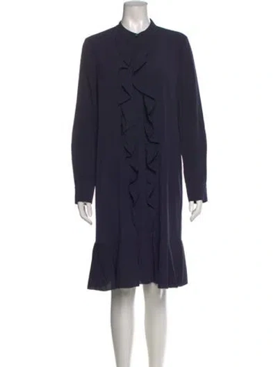 Pre-owned Tory Burch Crew Neck Knee-length Dress In Blue