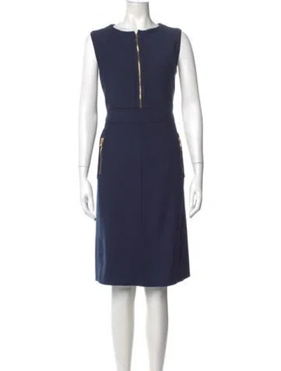 Pre-owned Tory Burch Crew Neck Knee-length Dress In Blue