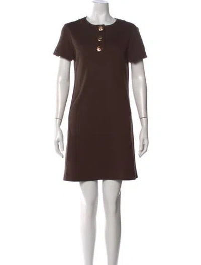 Pre-owned Tory Burch Crew Neck Knee-length Dress In Brown