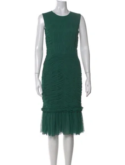 Pre-owned Tory Burch Crew Neck Knee-length Dress In Green