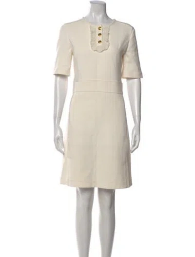 Pre-owned Tory Burch Crew Neck Knee-length Dress In Neutral