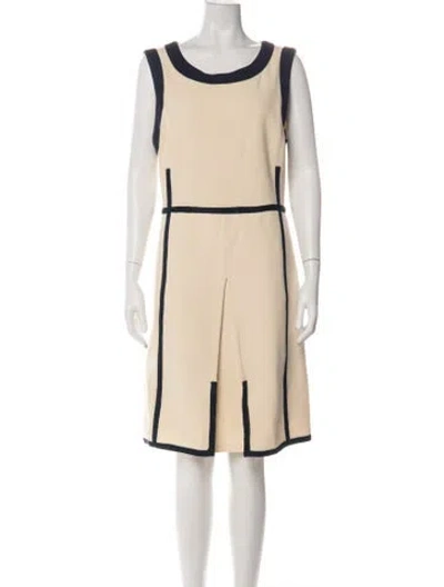 Pre-owned Tory Burch Crew Neck Knee-length Dress In Neutral